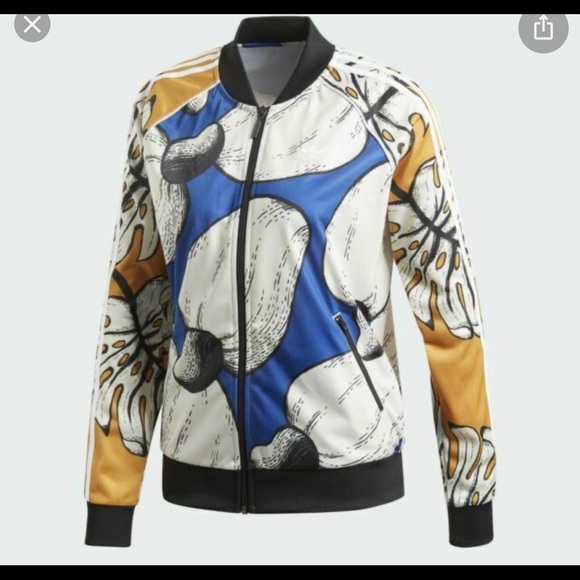 ADIDAS x FARM RIO collab tropical palm limited edition superstar jacket size S - Picture 3 of 13
